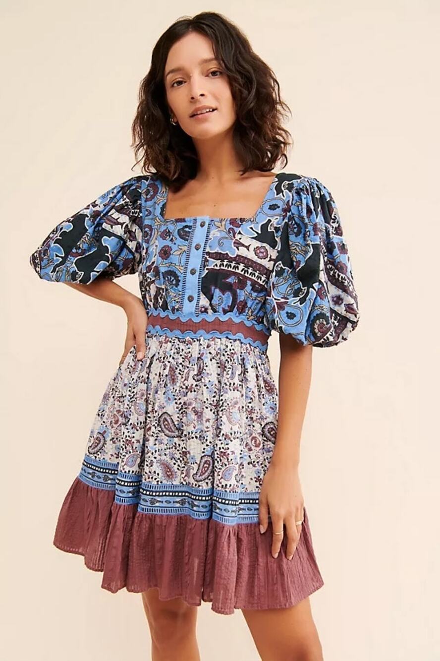 Forever That Girl Mini Square Neck Paisley Floral Dress S